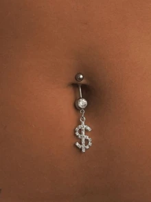 1 pieza Piercing de ombligo con signo de dólar sexy para mujeres - A - Ver 1