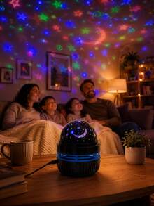 1pc Star & Moon Projection Lamp, Multi-Color Rotating Lighting Effects, Suitable For Bedroom, Kids Room, Living Room, Holiday Decoration - Multicolor - View 6