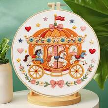 DIY Embroidery Kit For Healing Afternoon Tea, Fairy Tale Pumpkin Carriage Handmade Embroidery With Embroidery Hoop, Home Decor - Multicolor - View 6