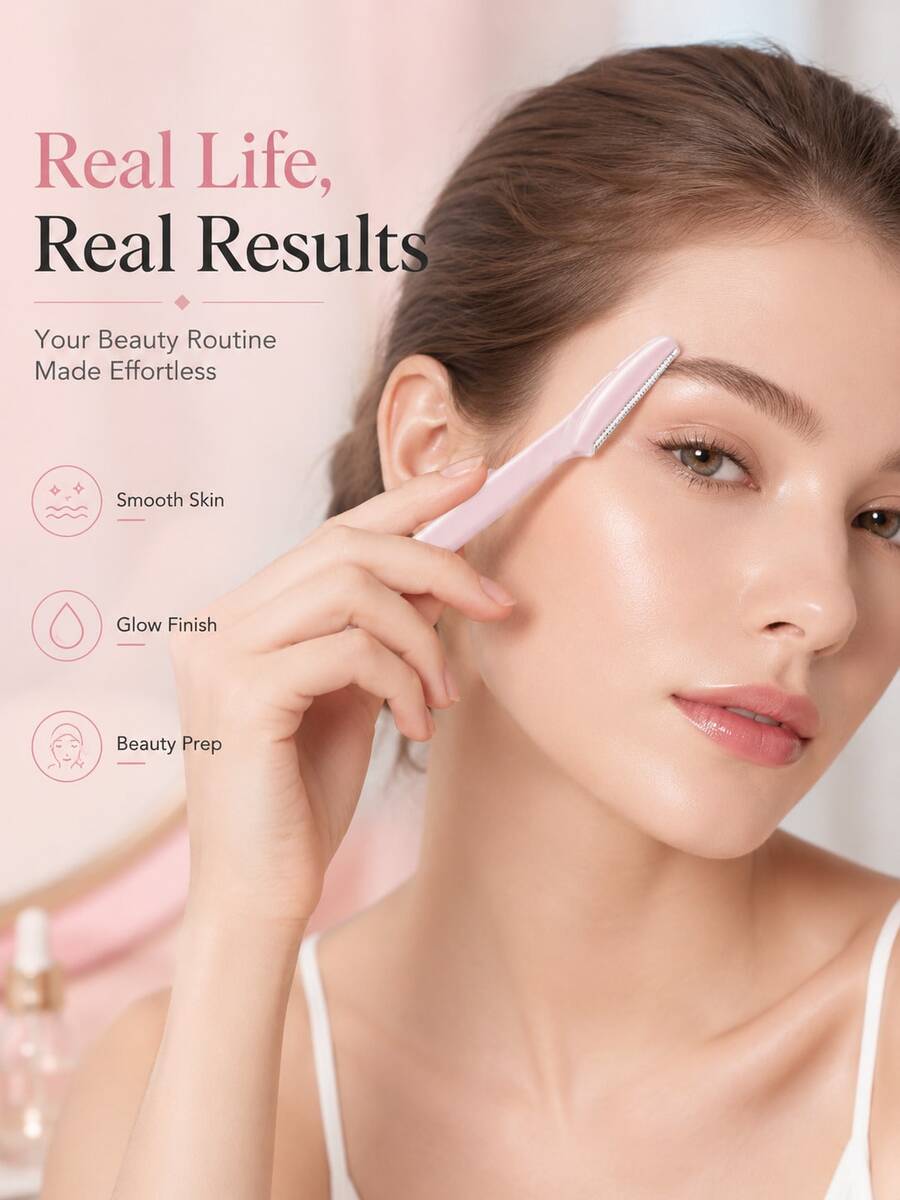 Rosa Augenbrauen-Rasierer Set, Augenbrauen-Trimmer/Rasierer, Peeling-Rasierer, Körperharentfernungswerkzeug und Gesichts-Augenbrauen-Rasierer Set; mit langem Klingengriff und feinem Schutzschutz; Augenbrauen-Formungswerkzeug für Frauen; geeignet für den täglichen Gebrauch oder zum Reisen; einfach zu benutzender unisex Augenbrauen-Trimmer zum Trimmen und Formen der Augenbrauen - Mehrere Stile - Übersicht 1