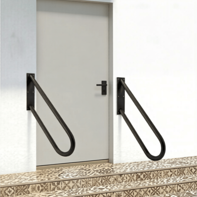 2 Pack Wall Mount Handrails For 1-3 Steps Outdoor Stairs, U-Shaped Toilet Handrails Non-Slip Safety Rails