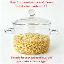 1pc High Borosilicate Rust-Resistant Transparent Glass Cooking Pot With Lid - Reusable Soup Pot Suitable For Open Flame And Ceramic Stove, Heat-Resistant & Easy To Clean Design, For Stewing, Soup, Vegetable Cooking, Dual-Handled Soup Pot To Meet Various Cooking Needs - View 6