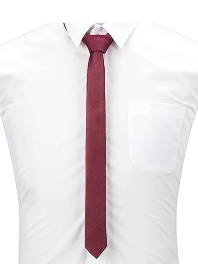 1 chiếc cà vạt nam màu đỏ tía, bản mỏng 1,9 inch (5cm), thích hợp cho đám cưới, lễ tốt nghiệp, các dịp trang trọng và thường ngày.