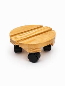 Round Pine Plant Pot Support Stand 25 Cm VARNISH Garden Succulents Trolley - Màu nâu  Mocha - Xem 4