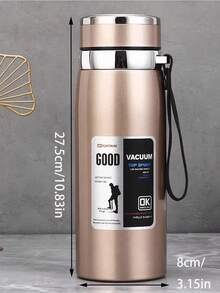 1件 1000ML 不鏽鋼真空保溫瓶，大容量保溫水壺附茶濾網與攜帶背帶，48小時冷熱保溫，防漏旅行咖啡茶水瓶，適用於辦公室、學校、露營、徒步、運動與戶外使用 - B款 - 查看 11