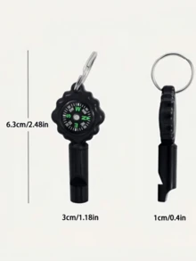 1pc 3-In-1 Outdoor Survival Whistle Compass Keychain, Durable Multi-Function For Hiking Camping Exploration - Multicolor - View 4