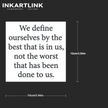 INKARTLINK 2 pezzi Tatuaggi temporanei con citazioni ispiratrici in inglese, tatuaggi per il corpo impermeabili che durano 1-2 settimane, tatuaggi al succo di frutta adatti per uomini e donne, indispensabili per persone e decorazioni per feste - nero - Visualizzare 4