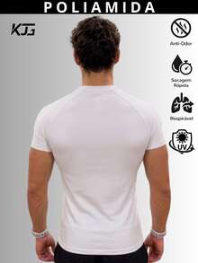 Thermal Polyamide T-Shirt Short Sleeve Anti-Odor UV50+ Protection Men's Raglan Fit Gym Training Running Second Skin - White - View 2
