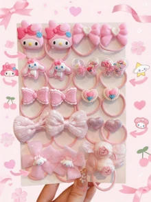 Miniso 发圈和弹性发绳套装 20 件装，柔软弹力，不伤发，尼龙材质，可爱 3D 造型，蝴蝶结爱心，不拉扯，轻便实用，易于使用，适合女性成人日常佩戴，学校聚会旅行礼物，包含马尾发圈和发绳。 - style2 - 查看 4