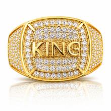 1pc Hip Hop Style Rhinestone Alloy Gold-Plated Crown Letter Ring, For Men's Rap Club Party - Gold - View 19