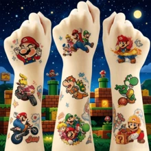 20Pcs Super M-Ario Transfer Stickers With M-Ario L-Uigi Y-Oshi Bowser Castle Block Pattern For Game Lovers Party Supplies Random Style - Multicolor - View 5