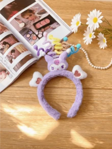Miniso Plush Hair Hoop Headband With Spring Decor And Heart Embroidery Convenient For Skincare Makeup Face Washing Sheet Mask Daily Wear Party Cosplay Photoshoot Travel Home Office Gift Practical Versatile For Multiple Uses Hair Wrap - Style2 - View 6