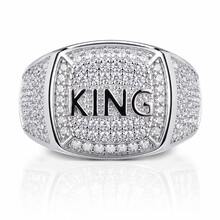 1pc Hip Hop Style Rhinestone Alloy Gold-Plated Crown Letter Ring, For Men's Rap Club Party - Silver - View 19