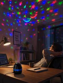 1pc Star & Moon Projection Lamp, Multi-Color Rotating Lighting Effects, Suitable For Bedroom, Kids Room, Living Room, Holiday Decoration - Multicolor - View 8