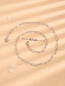 1 chiếc vòng cổ năm sao INS thiết kế độc đáo theo phong cách Hàn Quốc tối giản mới hợp thời trang, vòng cổ choker thanh lịch dành cho nữ, dây chuyền xương quai xanh tinh tế - Bạc - Xem 6