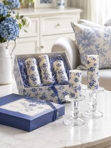 1pc Blue And White Porcelain Style Floral Applique Pillar Candle, Chinese Style Decorative Candle, Suitable For Home Decor, Room Decor, Bedroom Decor, Tabletop Centerpiece Decor, Coffee Table Decor, Birthday Gift, Housewarming Gift, Gift For Her, Women's Gift - Multiple Specifications - View 10