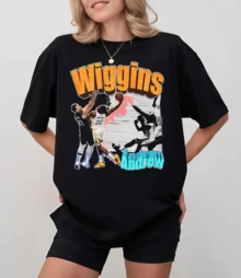 Black T-Shirt With Andrew Wiggins Warriors Collage And 3D Typography, Unisex Relaxed Fit - Black - View 7