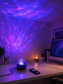 1pc LED Ambiance Light, Multi-Color Water Wave Projection Lamp, Remote Control Desktop Model, Suitable For Bedroom, Living Room, Gaming Desk Decor - Multicolor - View 12