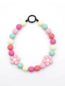Cute Multicolor Pet Silicone Bead Collar Necklace, Peach Cream Multicolor Dog Collar, Cat Flower Cute Necklace, Flower Silicone Bead Beaded Dog Necklace, 3D Flower Silicone Bead Pet Necklace, Pet Birthday Gift, Pet Photography Prop, Pet Cute Necklace Pet Accessories, Pet Supplies - Multicolor - View 8