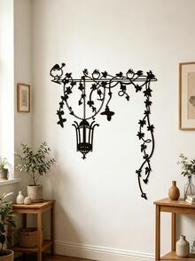 Rustic Metal Wall Decor - Vine And Lantern Design, Indoor/Outdoor Wall Decoration, Perfect For Home Gift, Outdoor Wall Decor, Nature-Inspired Design, Durable Metal Structure, Outdoor Wall Decor - A - View 5