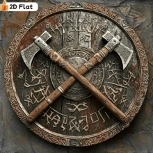 2D Viking Battle Axe Round Metal Sign, Suitable For 2D Printing, Can Be Used For Home, Office, Cafe And Bar Decoration, Ideal Gift For Holidays And Parties. This Wooden Decoration Is Perfect For Various Festive Occasions, 2D Style (Suitable For Use In 11 Holidays) - Multicolor - View 2