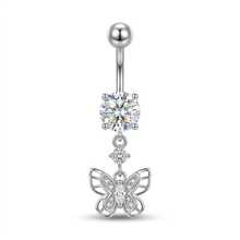 1 chiếc khuyên rốn hình bướm đính đá Cubic Zirconia, cỡ 14G/10mm, chất liệu thép không gỉ, phụ kiện độc đáo cho tiệc tùng và ngày lễ. - Nhiều màu - Xem 16