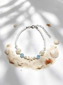 1 pieza Tobillera con cuentas de conchas y estrellas de mar estilo vacaciones de playa - Multicolor - Ver 10