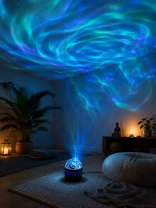 1pc LED Ambiance Light, Multi-Color Water Wave Projection Lamp, Remote Control Desktop Model, Suitable For Bedroom, Living Room, Gaming Desk Decor - Multicolor - View 10