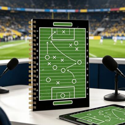 1pc Soccer Tactic Notebook, Spiral Bound Football Playbook With Field Diagram Cover, Soccer Training Strategy Journal For Coaches & Players, Perfect For Game Plans, Drills, Match Analysis & Team Management, As Practical Back To School & New Season Gift For Soccer Coaches, Football Lovers & Sports Enthusiasts