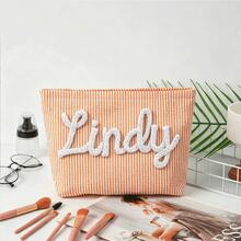 Túi mỹ phẩm vải voan bong bóng tùy chỉnh, túi du lịch, túi đựng đồ vệ sinh cá nhân tên chenille cá nhân hóa, túi đi biển mùa hè, túi đựng đồ trang điểm quà tặng cho bạn gái - Nhiều màu - Xem 23
