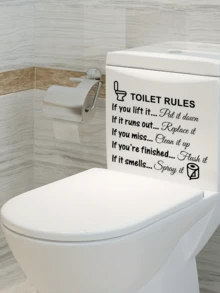 1 pieza Pegatina autoadhesiva para inodoro, diseño de reglas de baño de plástico, fácil de aplicar y quitar, adecuado para decoración del hogar y regalos navideños - multicolor - Ver 4