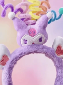 Miniso Plush Hair Hoop Headband With Spring Decor And Heart Embroidery Convenient For Skincare Makeup Face Washing Sheet Mask Daily Wear Party Cosplay Photoshoot Travel Home Office Gift Practical Versatile For Multiple Uses Hair Wrap - Style2 - View 5
