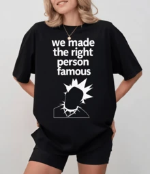 Black T-Shirt With Punk Slogan And White Silhouette, Unisex Relaxed Fit - Black - View 6