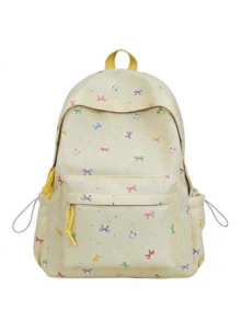 New Bow Tie Pattern Fashion Minimalist Casual Travel Backpack, Suitable For Various Occasions, Large Capacity Multi-Function Unisex Backpack - Multicolor - View 6