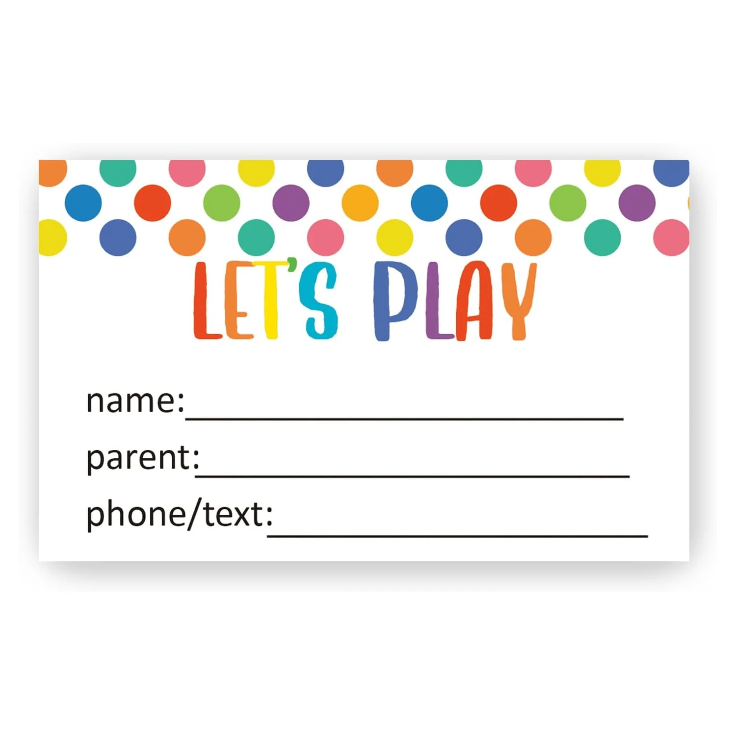 3.5" X 2" Multicolor Game Diary Cards, Boys & Girls Contact Cards "Let's Play Together" - View 1