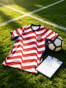 USA National Team Soccer Jersey, Breathable Quick-Dry Fabric, Men's Short Sleeve Athletic Shirt - 彩色 - 查看 3