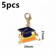 5 Buah Liontin Topi Wisuda Enamel dengan Pengait Lobster untuk Gantungan Kunci, Aksesoris Pembuatan Perhiasan DIY - Musim Kelulusan - View 27