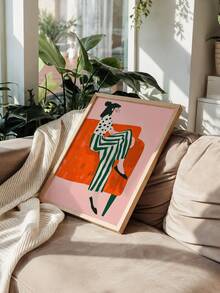 1 Peça Pôster de Arte em Tela de Moda Feminina no Sofá - Decoração de Parede Estilo de Pintura a óleo Sem Moldura, Adequado para Salas de Estar, Quartos e Escritórios Domésticos - Ilustrações Retrô e Modernas, Decoração Minimalista, Arte de Parede em Pôster - Multicolorido - Visão 1