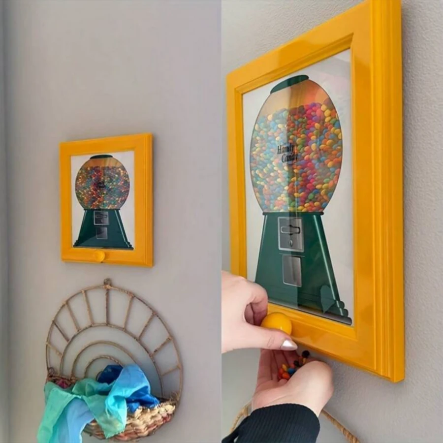 1 Piece Wall Mounted Square Photo Frame - Multi-Purpose Display Stand With Candy Dispenser - Photo Frame And Candy/Nuts/Pet Treats Holder - Home Decor Accent, Gift Photo Display, Pet Owner Must-Have, Interactive Wall Art, Kitchen Countertop Organizer - A - View 1
