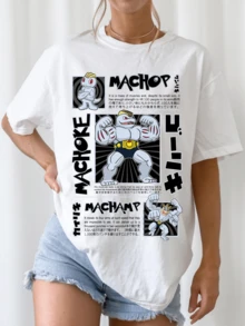 Machoke Machamp Evolution T-shirt, Anime-spelkaraktär i bomull, Y2K Streetwear, present till fans - Vitt - Visa 6