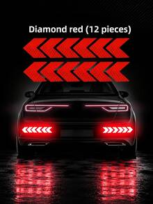 Stiker Panah Reflektif untuk Mobil, 12 buah Stiker Peringatan Tahan Air, Pita Reflektor Berkendara Malam Hari dengan Visibilitas Tinggi, Pita Reflektif Anti-Tabrakan Perekat Sendiri untuk Bumper, Bagasi, dan Bodi Mobil, Universal untuk Truk, Sepeda Motor, Sepeda, dan RV - A - View 9