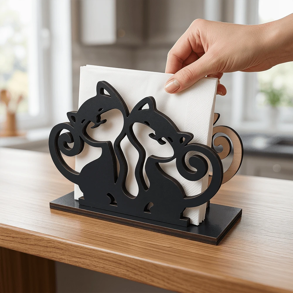 1/5Pcs Ocean Themed Wooden Napkin Holder, Beach Starfish & Shell Tissue Storage Rack, Freestanding Tabletop Ornament, Kitchen Counter Dining Decor, Coffee Bar Ocean Theme Party Holiday Gift
