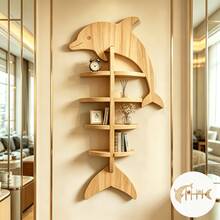 1-Piece Creative Solid Wood Dolphin/Bat Shaped Wall Storage Shelf, Multi-Layer Stylish Home Decor Display Rack, Vertical & Horizontal Mountable Bathroom Organizer, Ideal For Home Decoration & Display, Space-Saving Storage Essential, Perfect Gift For Family And Friends - 多款 - 查看 1