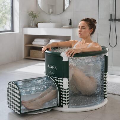 1 pieza Bañera plegable y portátil para adultos, bañera de inmersión corporal de gran capacidad con soporte, bañera spa para el hogar ahorradora de espacio, apertura rápida en 5 segundos, fácil instalación