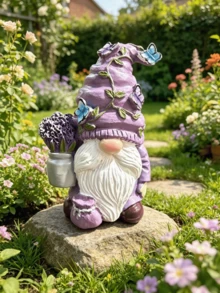 1個薰衣草小矮人雕像，紫色蝴蝶無面瑞典Tomte矮人雕像，春夏樹脂花園裝飾品，室內桌面家居裝飾，給媽媽、奶奶、朋友的節日生日禮物 - 多款 - 查看 7