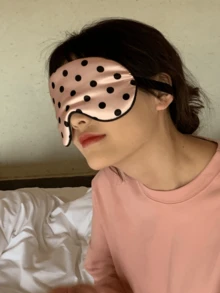 1Pc Polka Dot Pattern Imitation Silk Fabric Elastic Band Light Blocking Sleep Mask - Multicolor - View 15