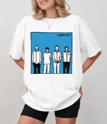 Wee-Zerr Rock T-Shirt With Band Logo On A Minimalist Blue Background, Unisex Relaxed Fit - White - View 11