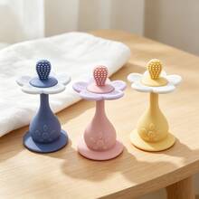 1 pezzo Dentaruolo in silicone a forma di fiore, giocattolo a sonagli con ventosa, giocattolo con ventosa per seggiolone, adatto come regalo per Ringraziamento, Ognissanti, Natale - Multicolore - Visualizzare 8