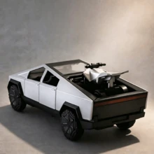 1pc 1:36 Tesla Cybertruck Beach Motorcycle Simulation Alloy Car Model, Car, Openable Doors, Fun Simulation Car Toy, Birthday Gift, Alloy Car Ornament - Multicolor - View 1