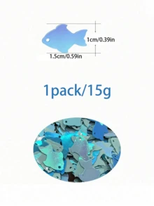 2入組海洋主題派對裝飾，藍色海洋魚形亮片，彩色派對裝飾亮片，適用於珠寶製作、拍照道具、衣飾配件、家居裝飾、派對裝飾 - 多色 - 查看 2